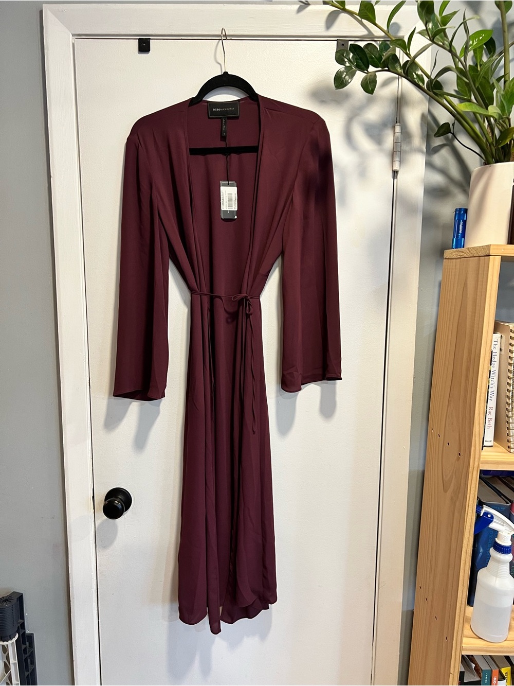 BCBGMaxAzria Plum Wrap-Style Drape Dress